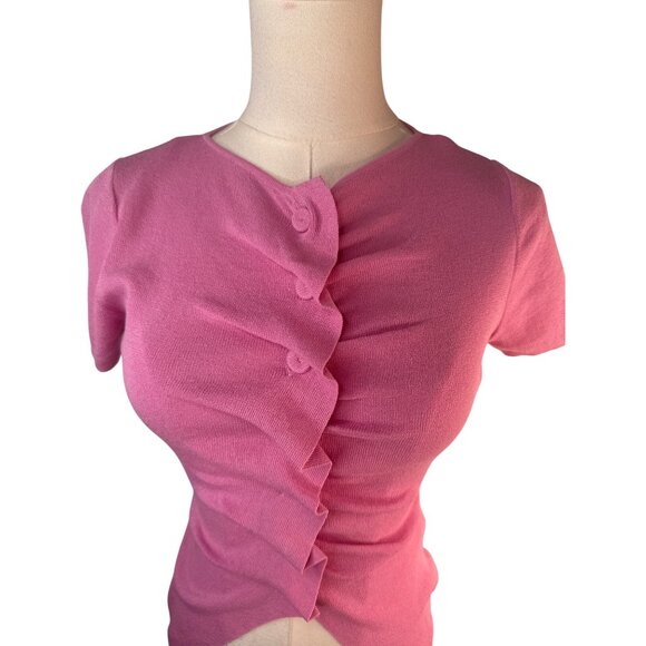 ZARA Pink Ruched Front Top Small Viscose & Polyamide Blend - Picture 6 of 14